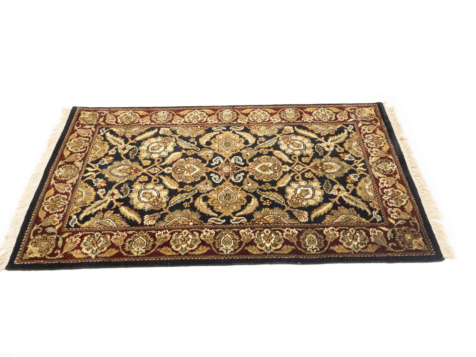 Black Floral Classic 3X5 Agra Jaipur Oriental Rug - 4