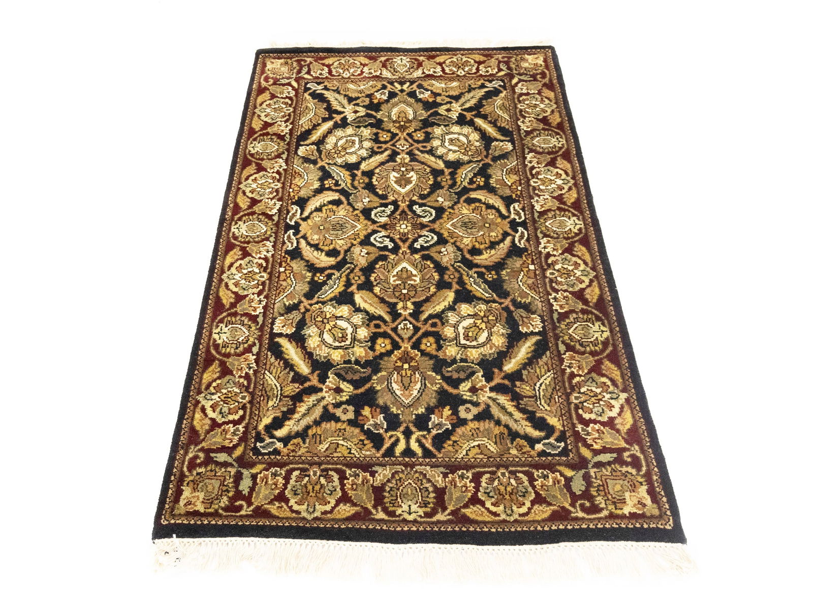 Black Floral Classic 3X5 Agra Jaipur Oriental Rug - 8