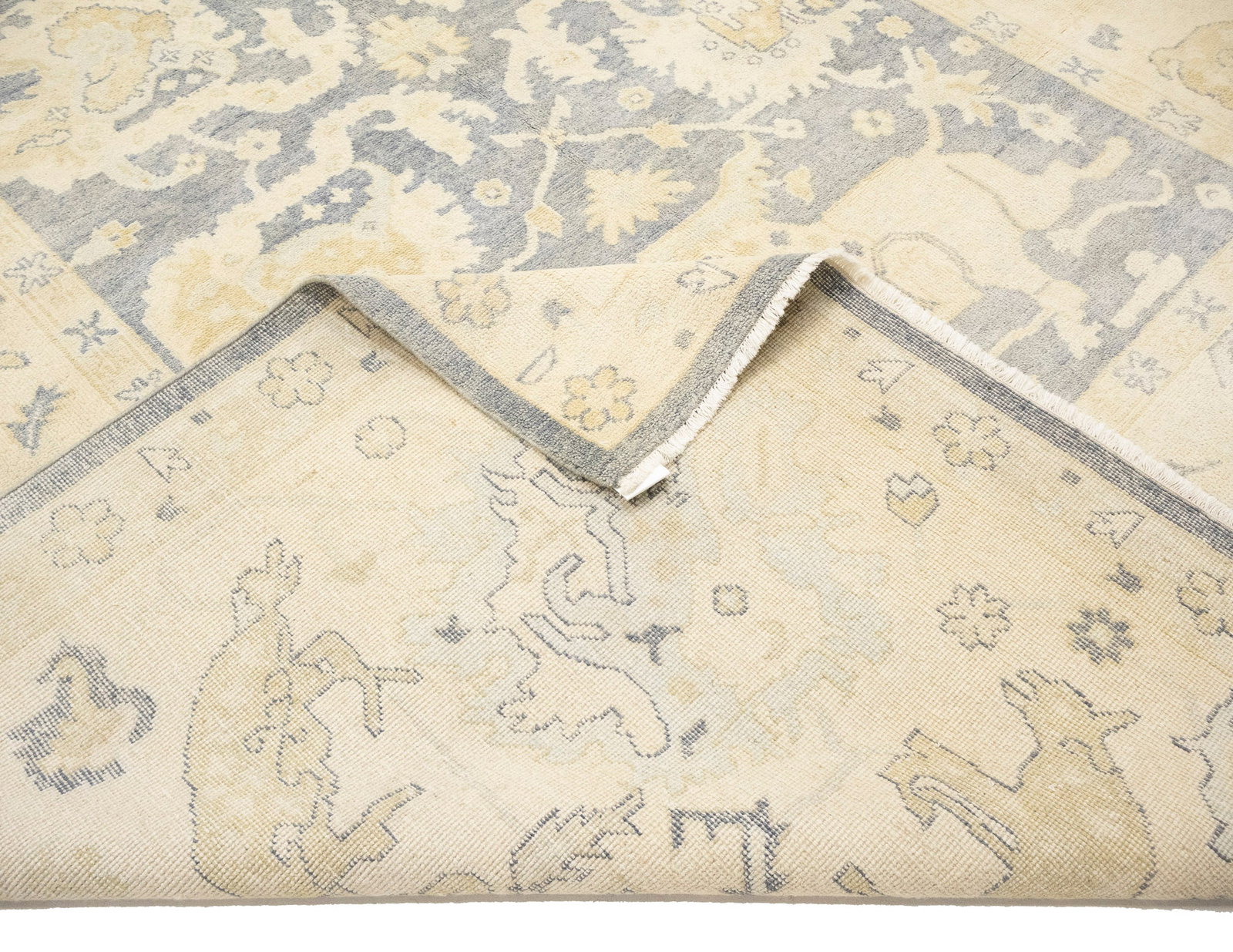 Gray Floral 9X12 Oushak Oriental Rug - 13