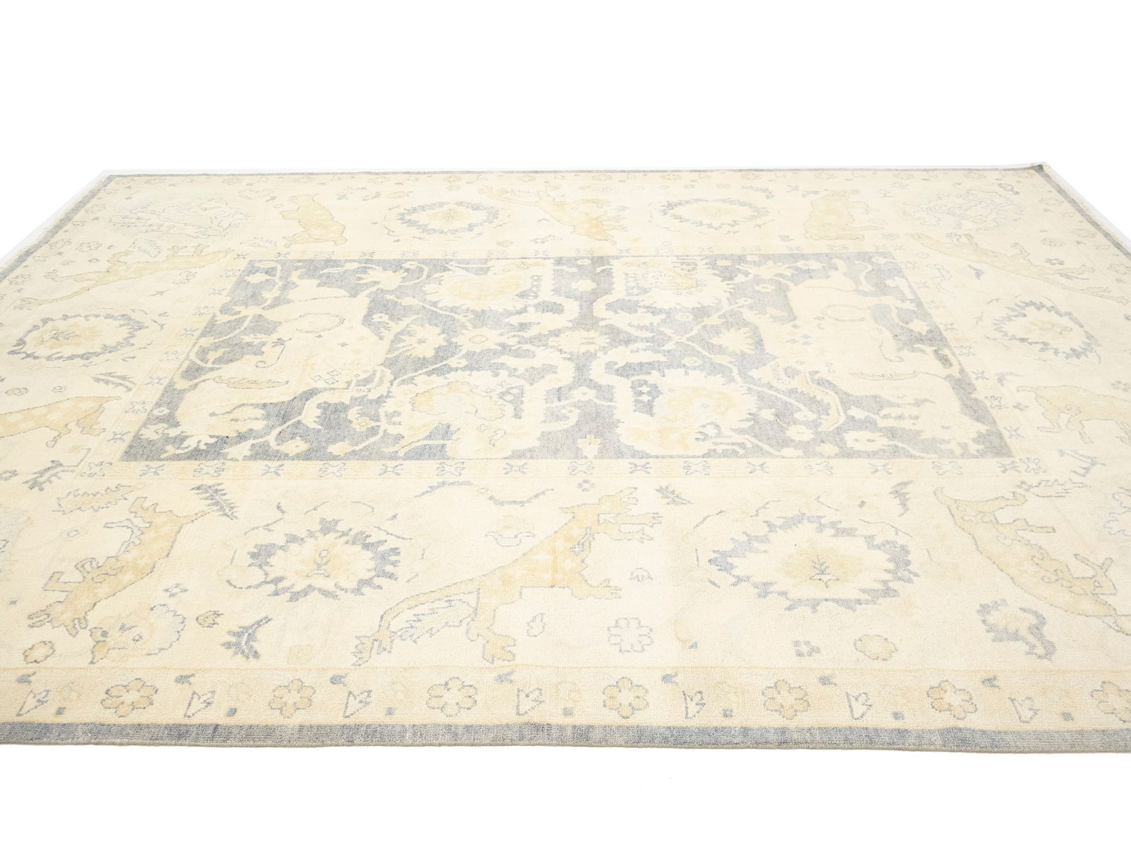 Gray Floral 9X12 Oushak Oriental Rug - 6