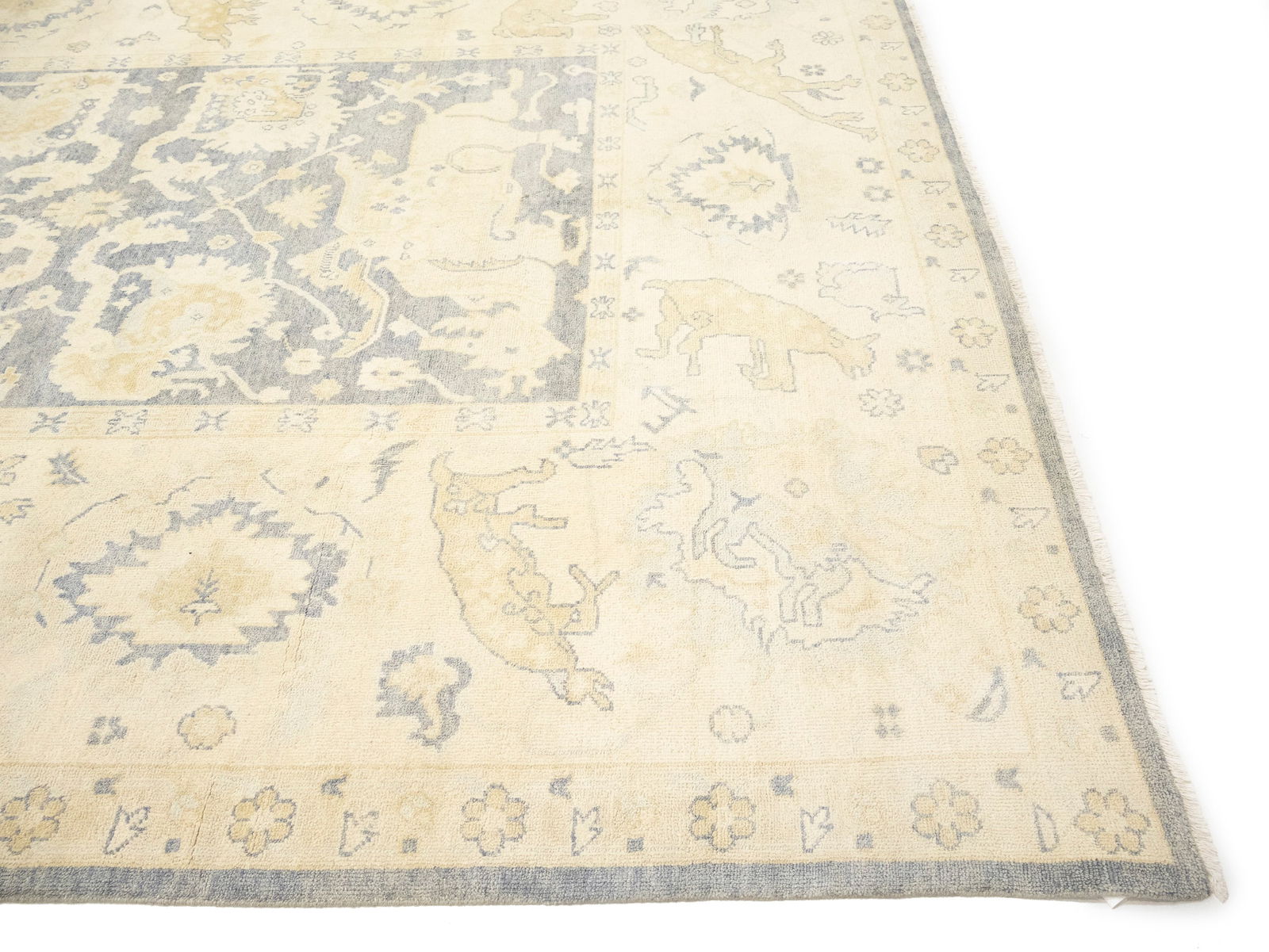 Gray Floral 9X12 Oushak Oriental Rug - 8