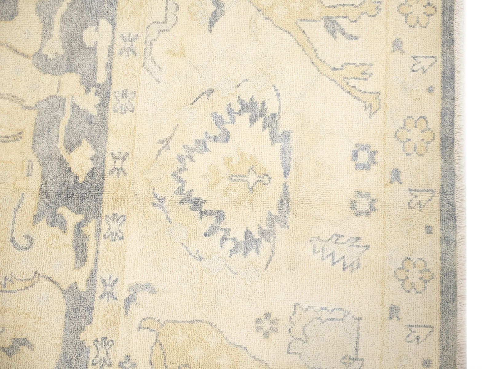 Gray Floral 9X12 Oushak Oriental Rug - 9