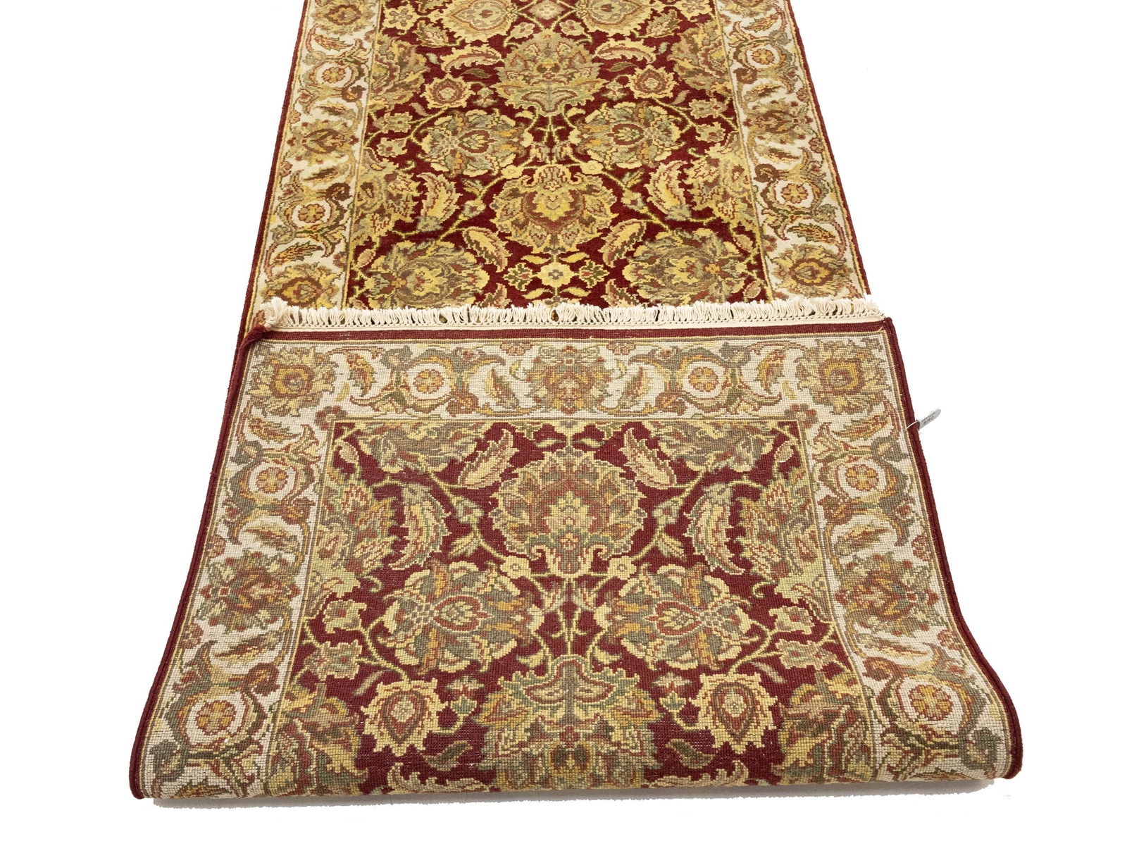Maroon Red Floral Classic 3X12 Agra Jaipur Oriental Runner Rug - 13