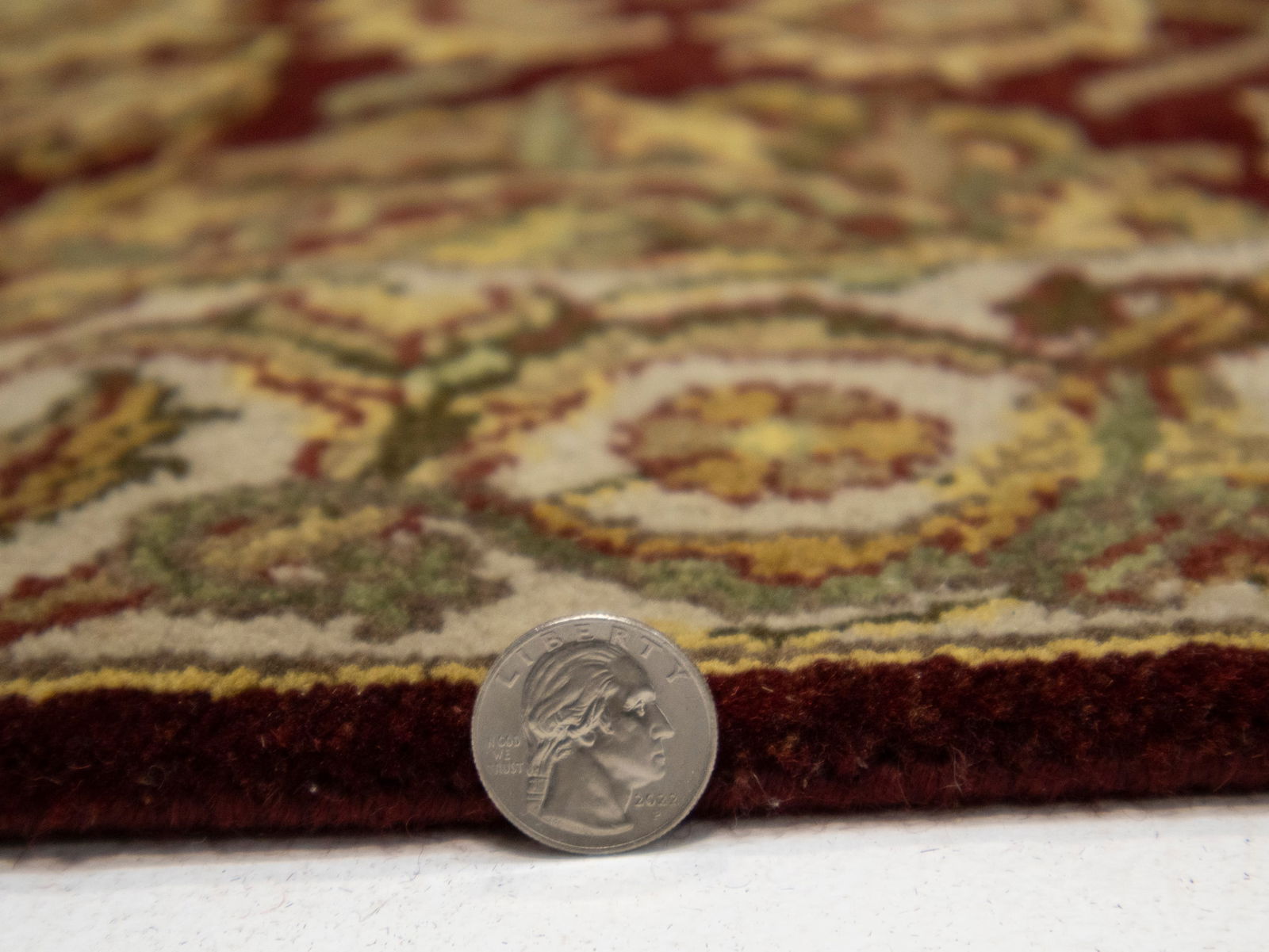 Maroon Red Floral Classic 3X12 Agra Jaipur Oriental Runner Rug - 15