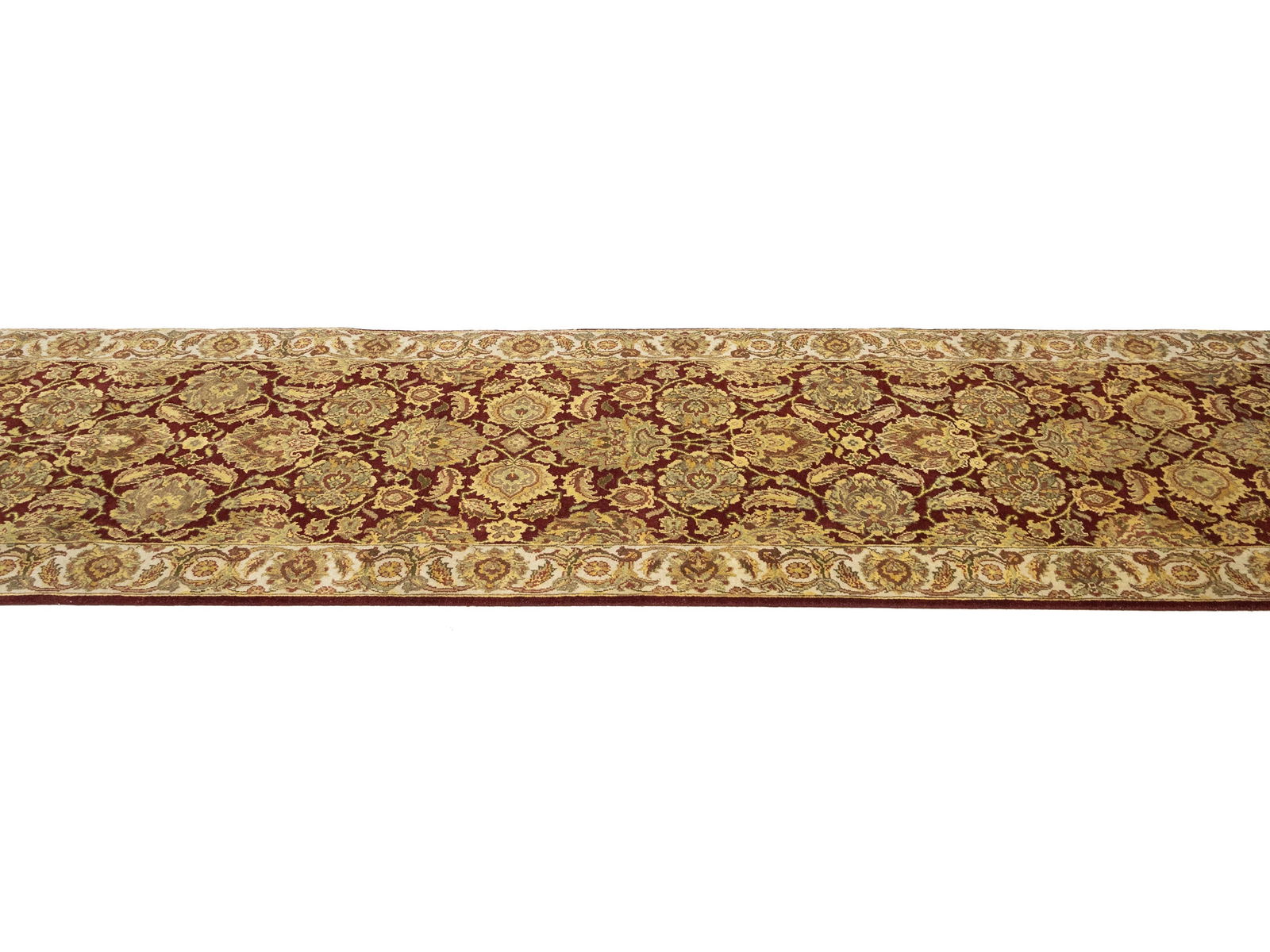 Maroon Red Floral Classic 3X12 Agra Jaipur Oriental Runner Rug - 6