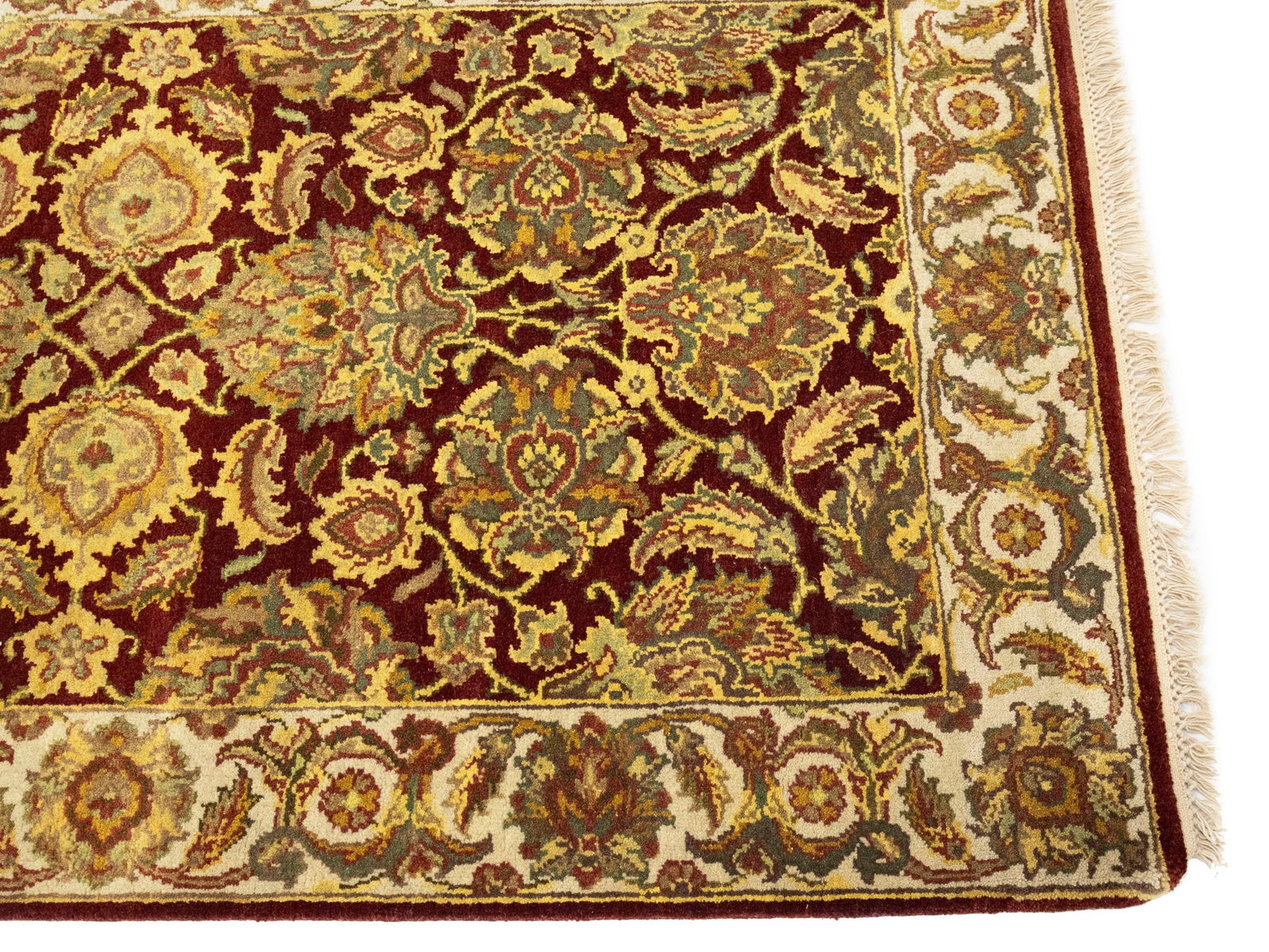 Maroon Red Floral Classic 3X12 Agra Jaipur Oriental Runner Rug - 8
