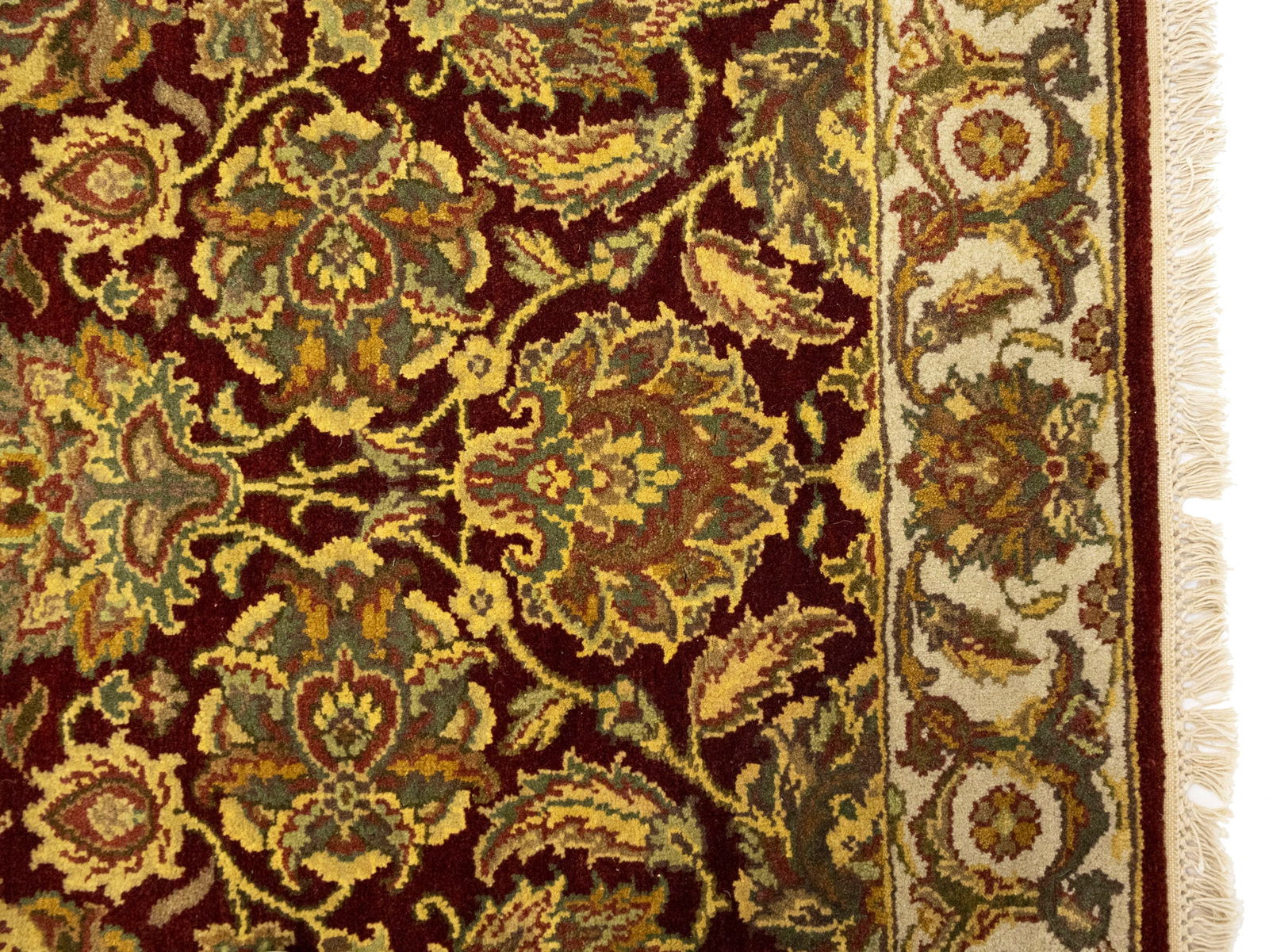 Maroon Red Floral Classic 3X12 Agra Jaipur Oriental Runner Rug - 9