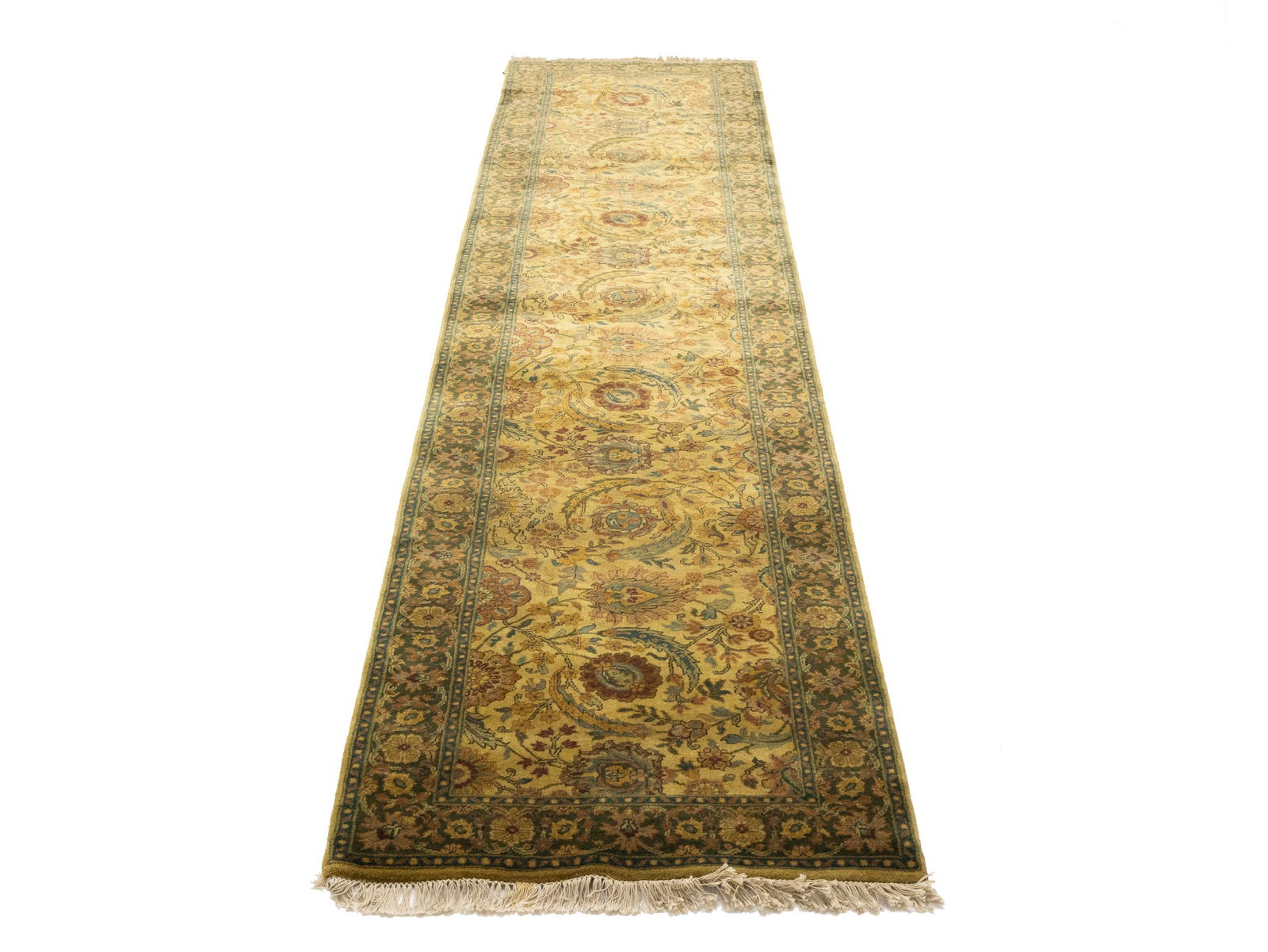 Golden Beige Floral Classic 3X13'5 Agra Jaipur Oriental Runner Rug - 2
