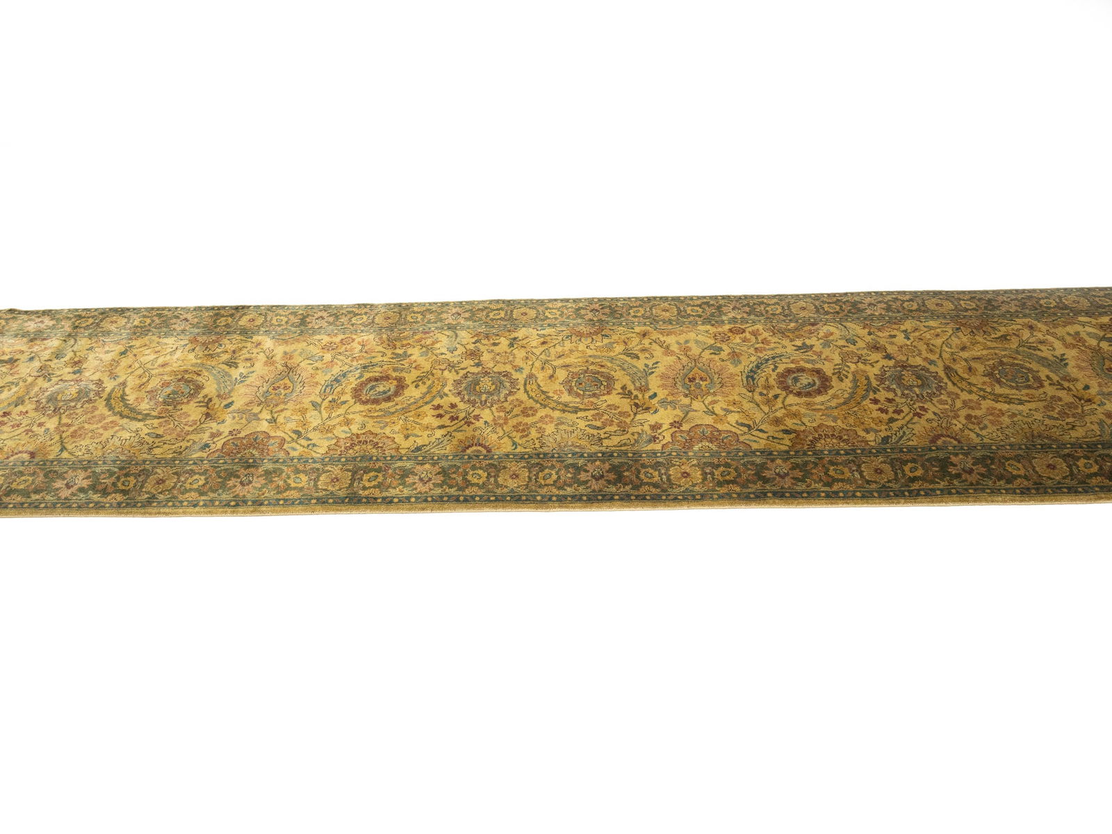Golden Beige Floral Classic 3X13'5 Agra Jaipur Oriental Runner Rug - 6