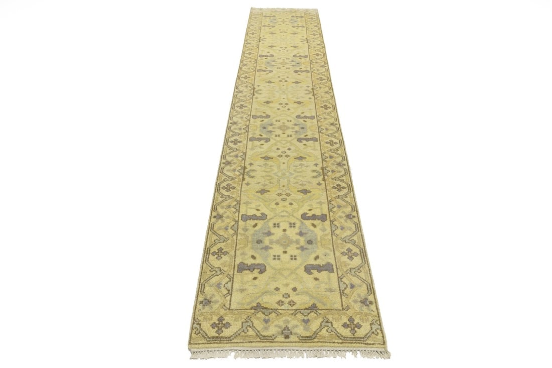 Cream Floral 2'8X13'7 Oushak Chobi Oriental Runner Rug - 3