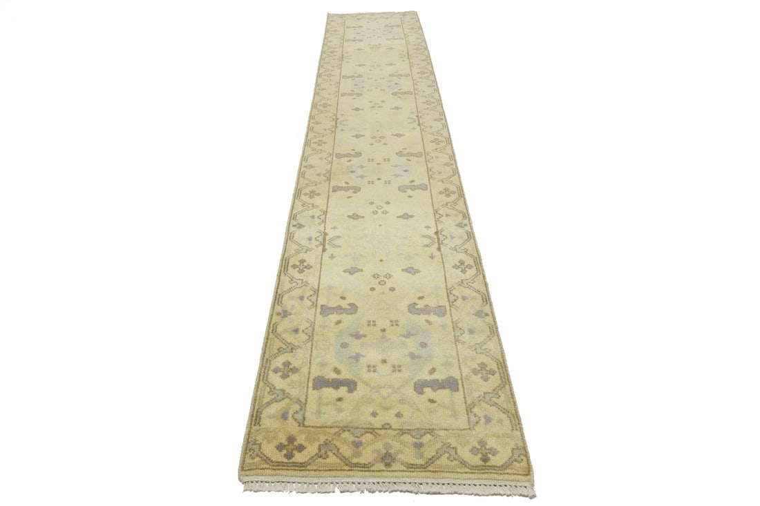 Cream Floral 2'8X13'7 Oushak Chobi Oriental Runner Rug - 5