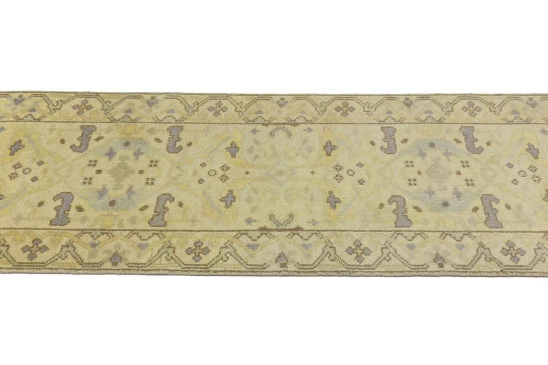 Cream Floral 2'8X13'7 Oushak Chobi Oriental Runner Rug - 8