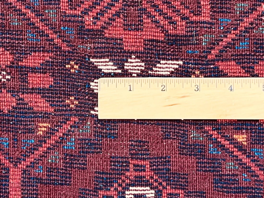 Antique Persian Balouch Tribal Rug Navy Hand-Knotted Wool Geometric 4' x 7'8" - 11