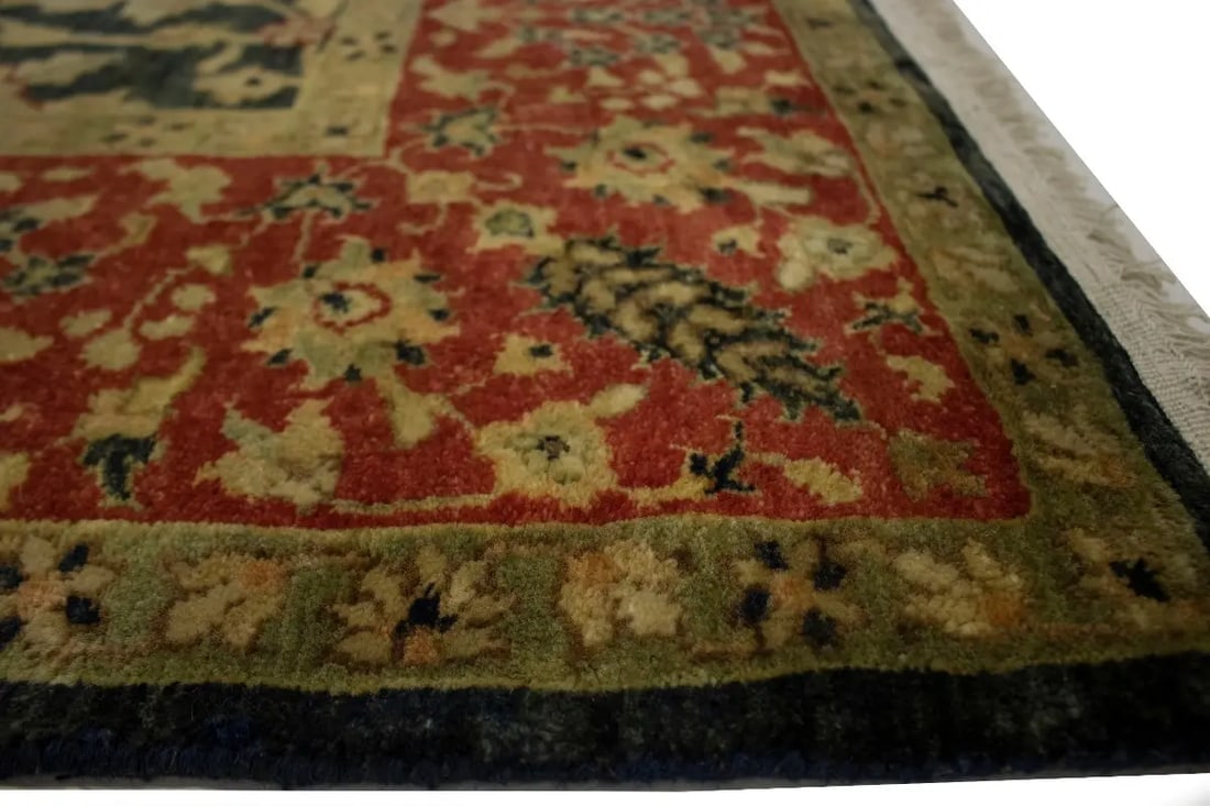 Charcoal Floral 7'8X9'5 Indo-Tabriz Oriental Rug - 16