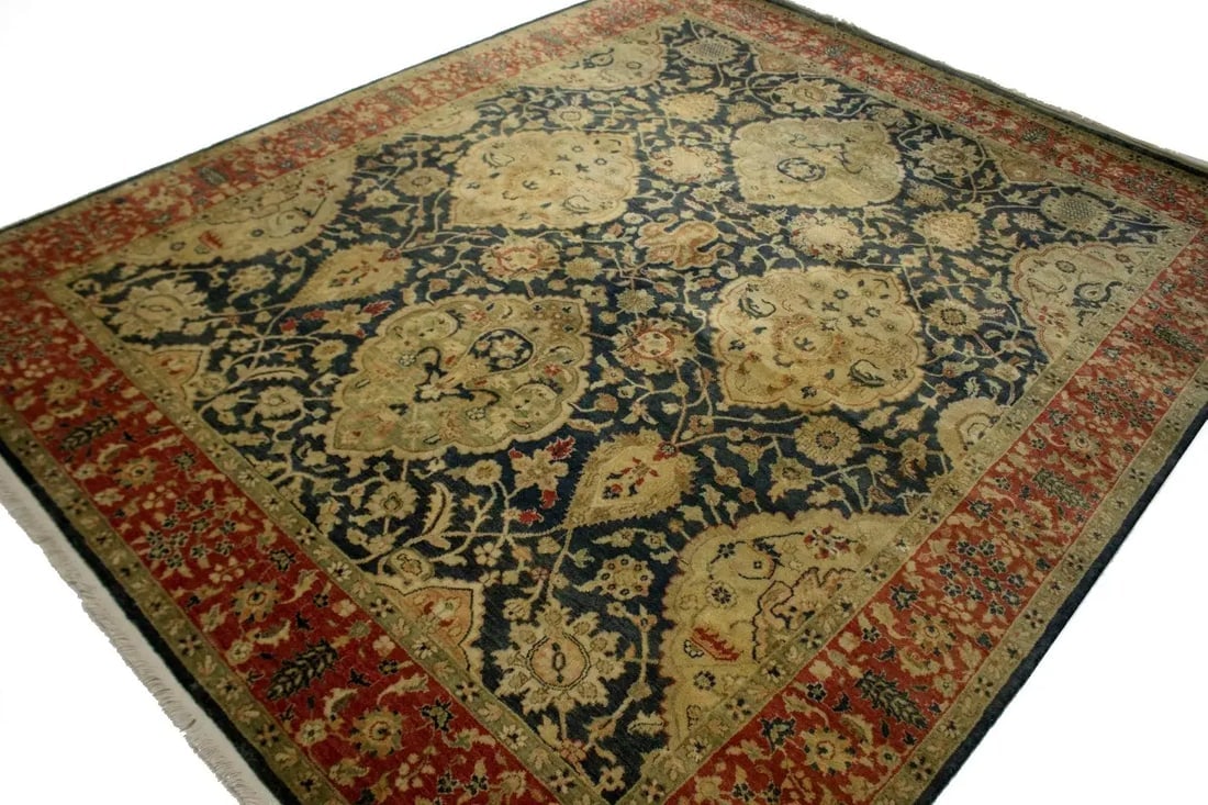 Charcoal Floral 7'8X9'5 Indo-Tabriz Oriental Rug - 3
