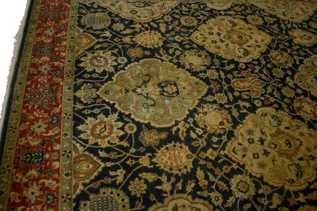 Charcoal Floral 7'8X9'5 Indo-Tabriz Oriental Rug - 5
