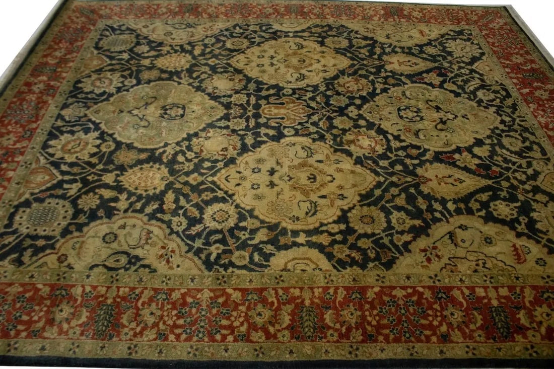 Charcoal Floral 7'8X9'5 Indo-Tabriz Oriental Rug - 9
