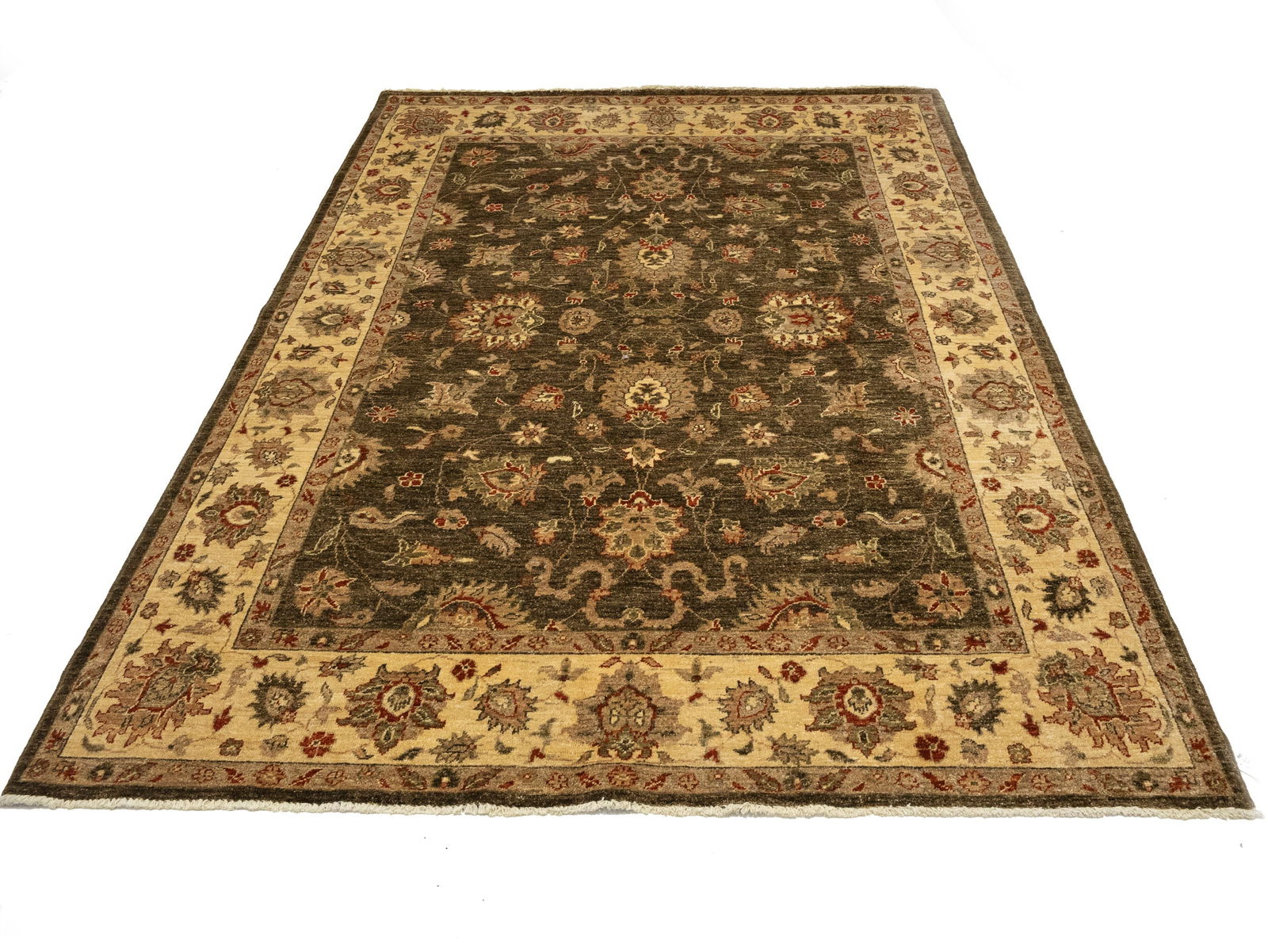 Brown Floral Peshawar 6X9 Pakistan Oriental Rug - 2