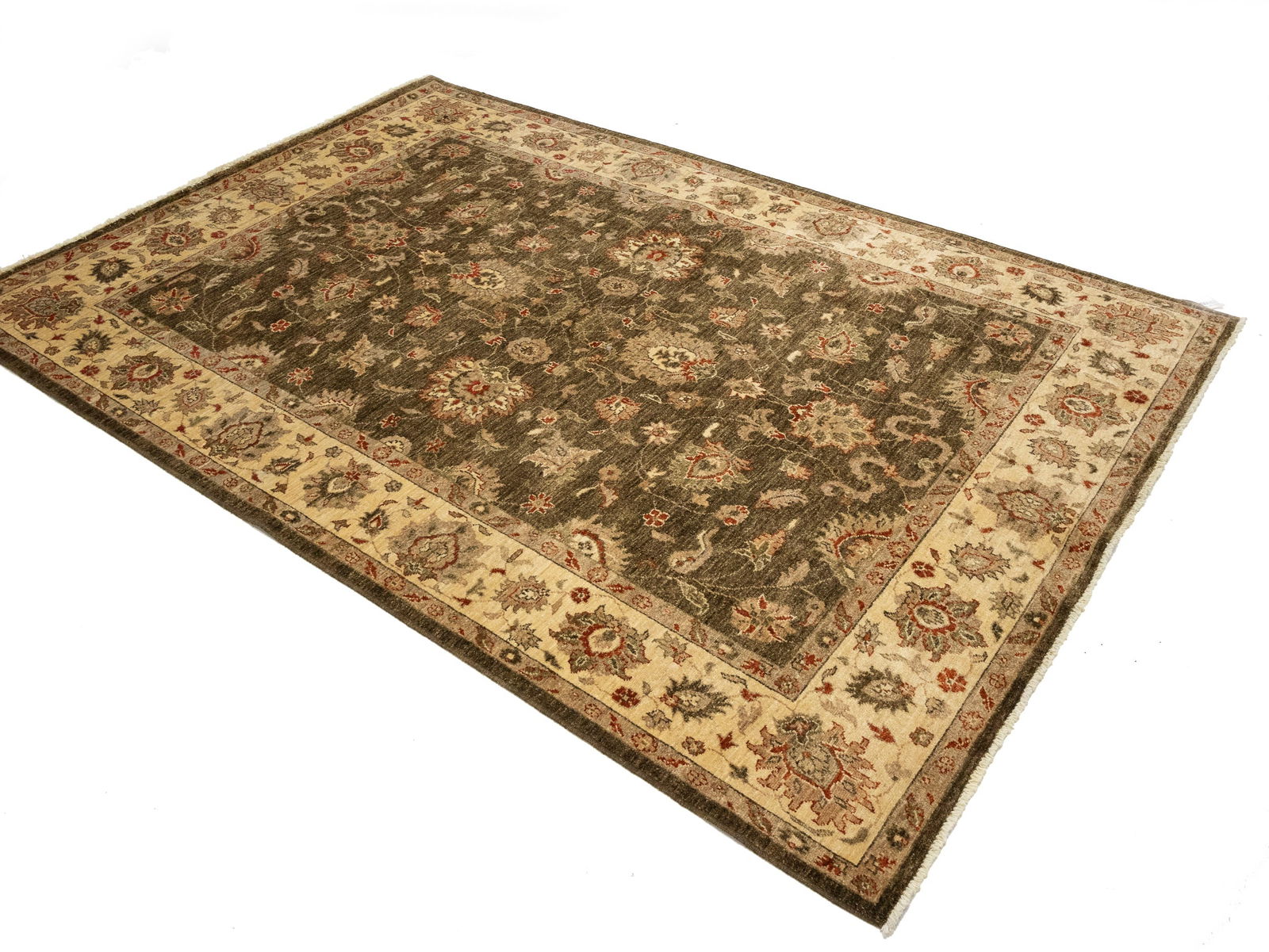 Brown Floral Peshawar 6X9 Pakistan Oriental Rug - 3