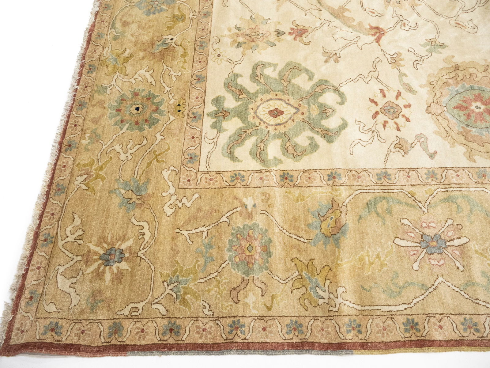Cream Floral Oushak 12'6X17 Turkish Oriental Rug - 11