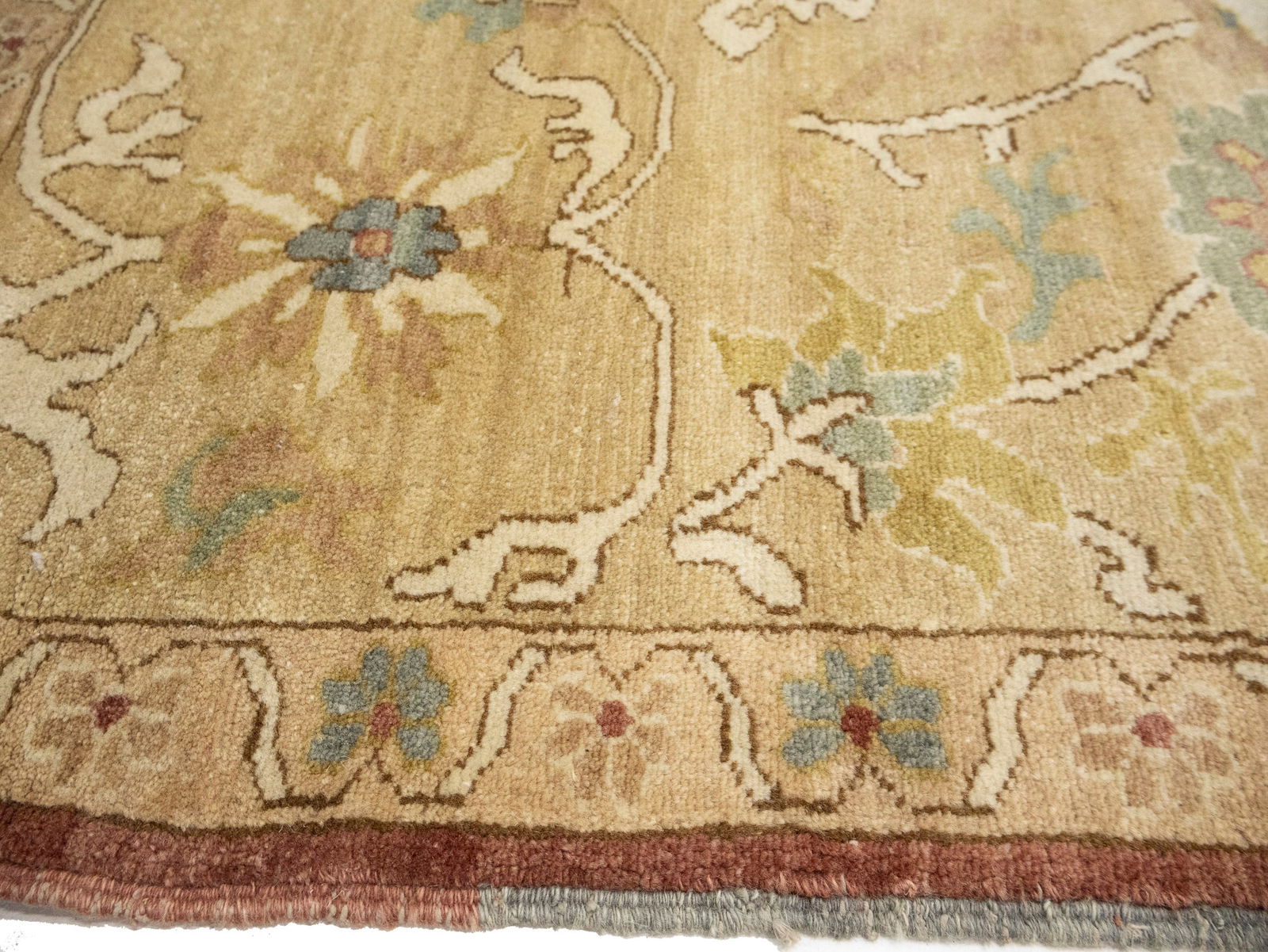 Cream Floral Oushak 12'6X17 Turkish Oriental Rug - 12