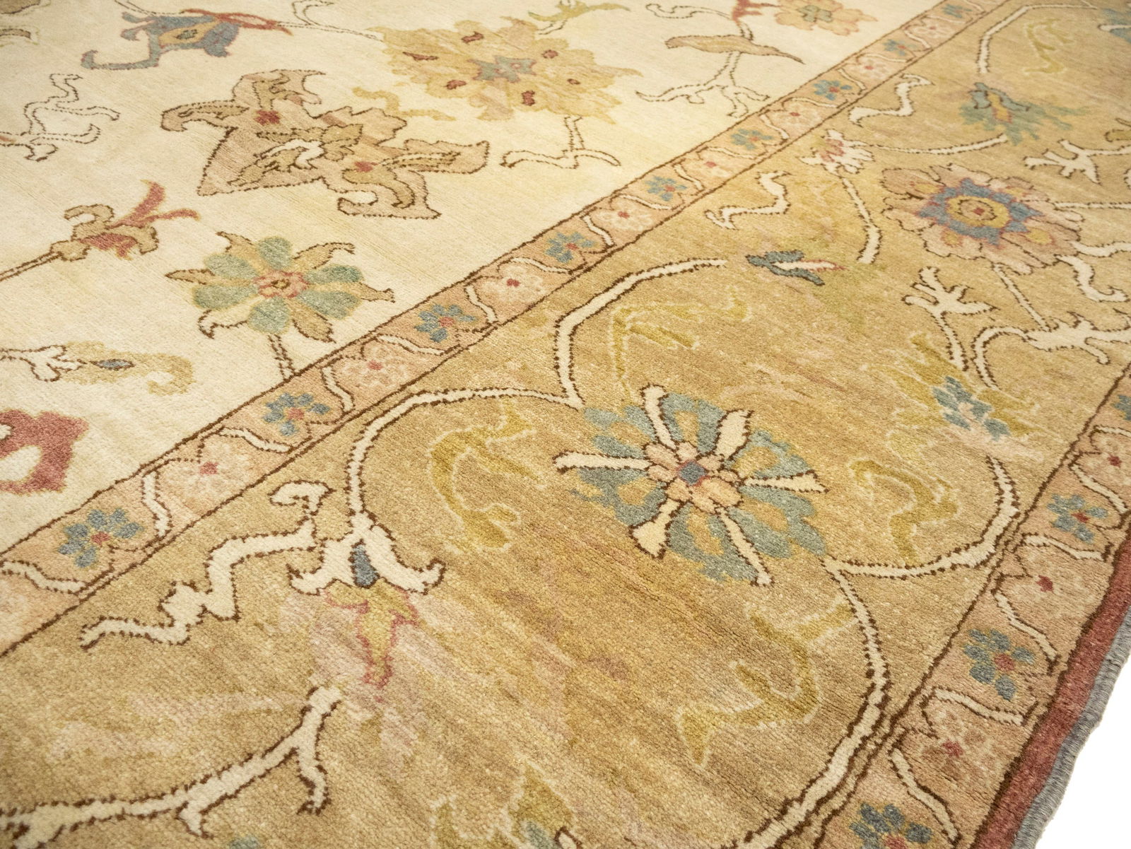 Cream Floral Oushak 12'6X17 Turkish Oriental Rug - 16