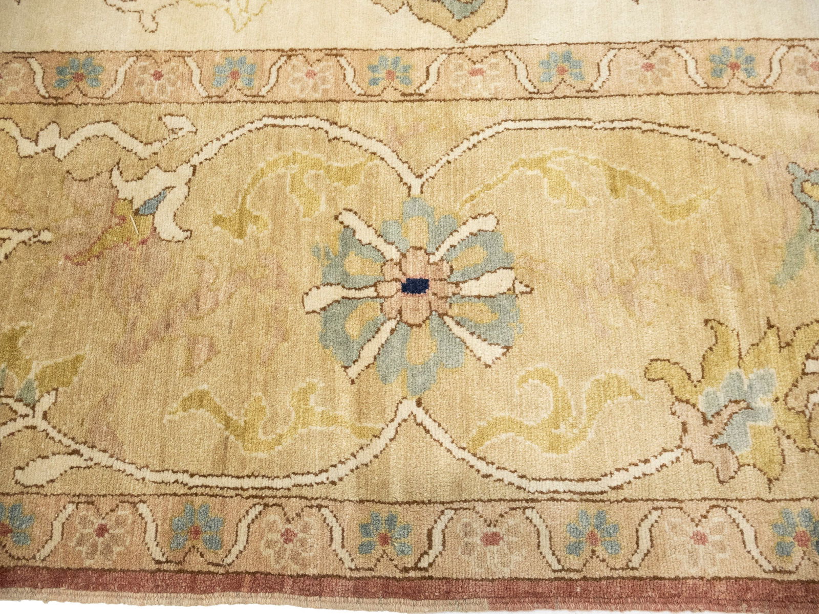 Cream Floral Oushak 12'6X17 Turkish Oriental Rug - 8