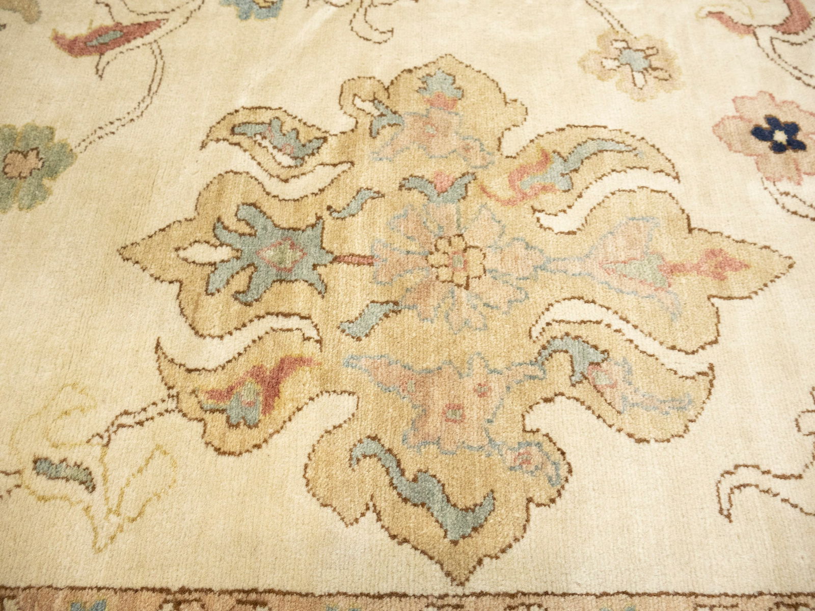 Cream Floral Oushak 12'6X17 Turkish Oriental Rug - 9