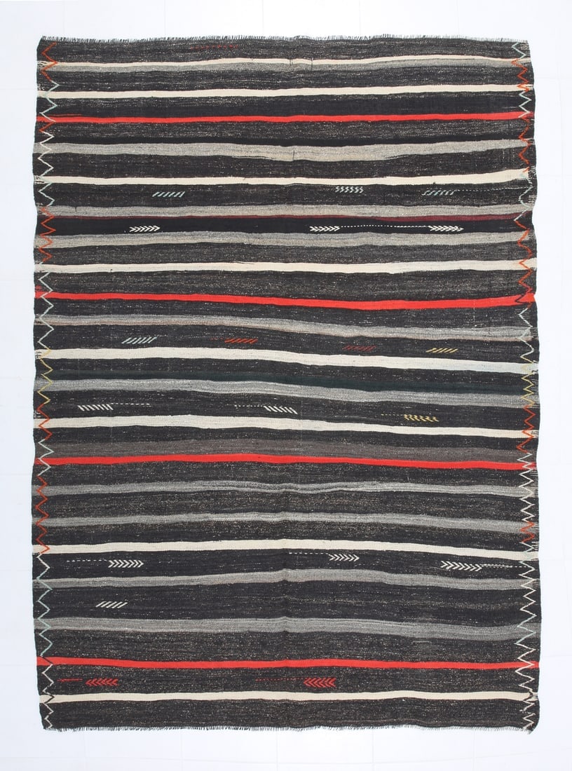 6'9'' x 9'2'' Turkish Flatweave Kilim Rug - 60548