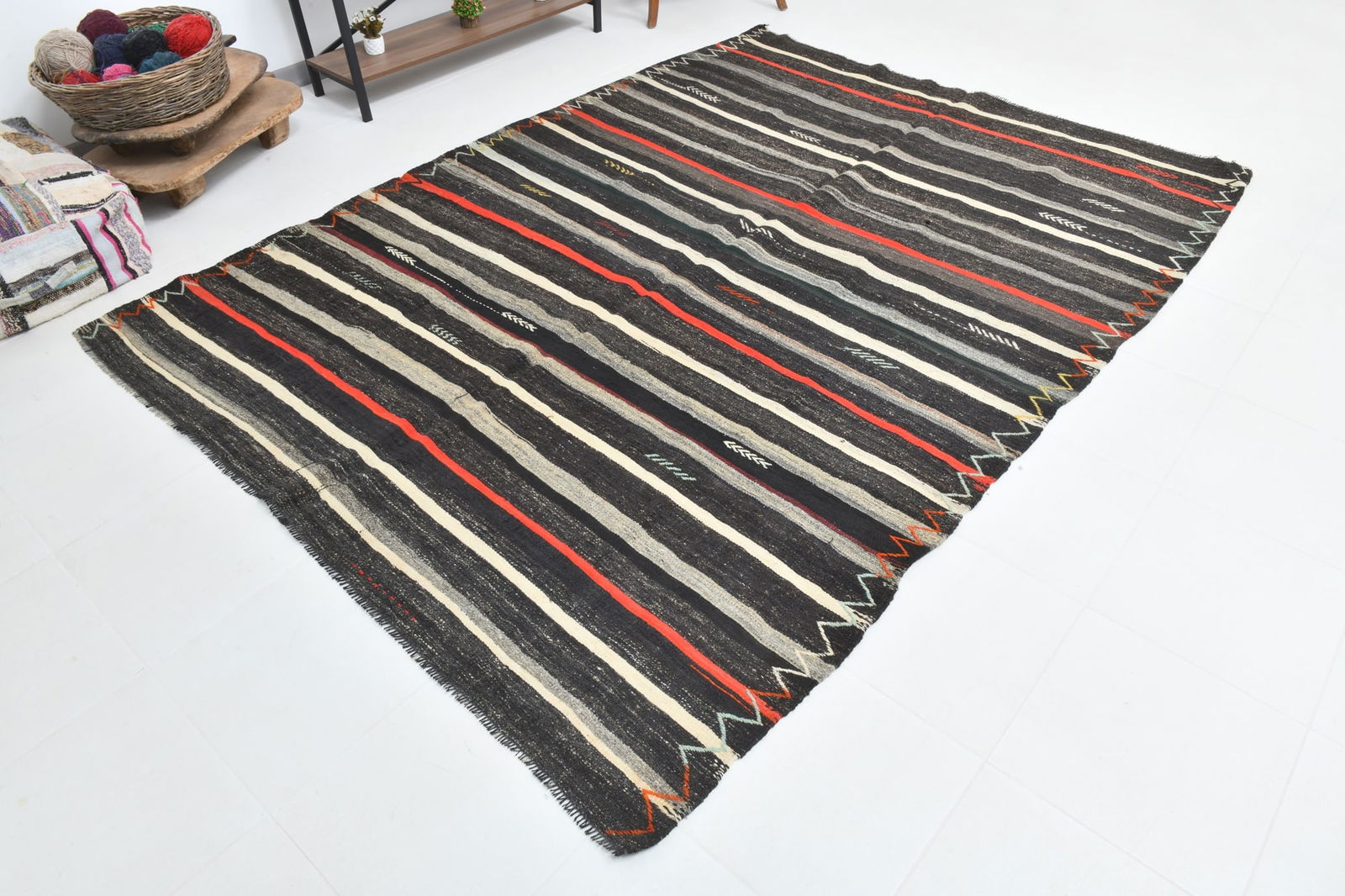 6'9'' x 9'2'' Turkish Flatweave Kilim Rug - 60548 - 7
