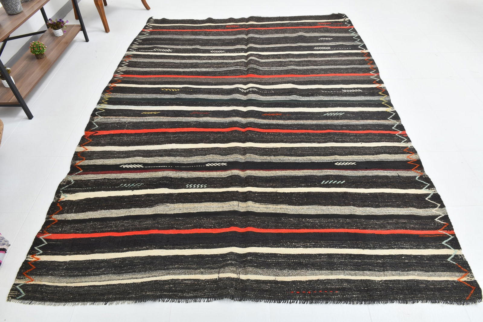 6'9'' x 9'2'' Turkish Flatweave Kilim Rug - 60548 - 8
