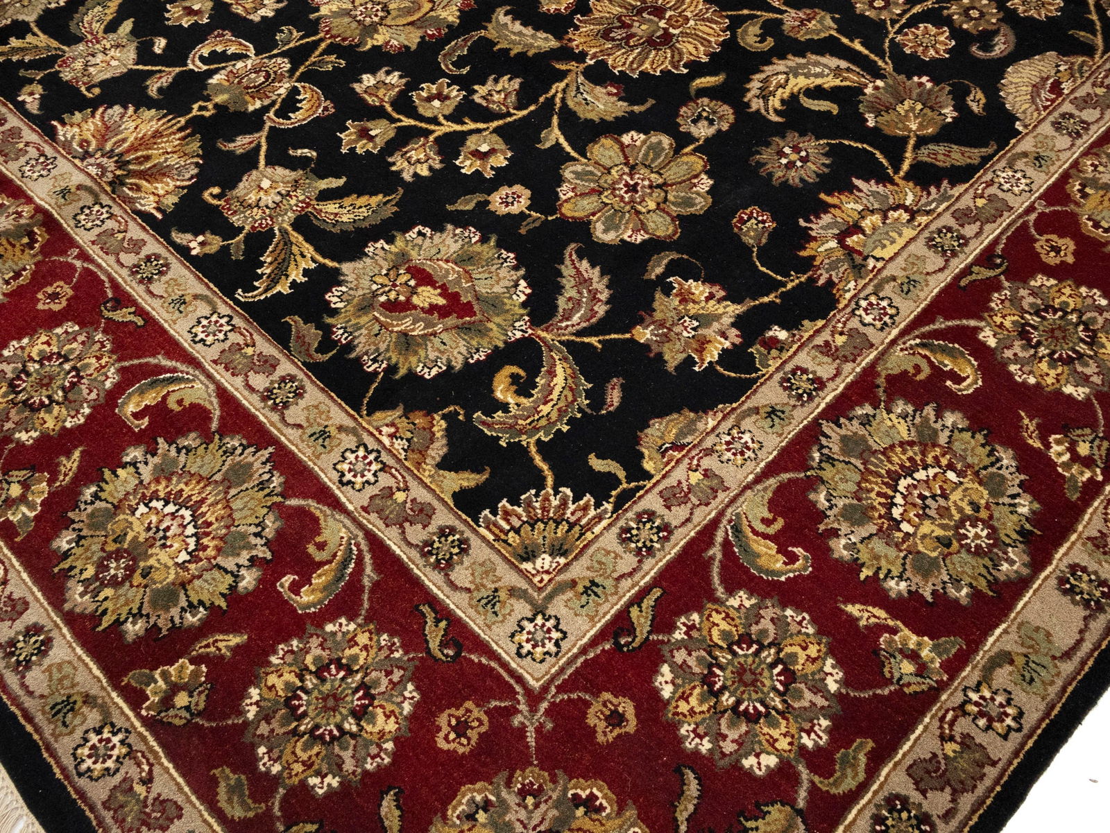 Black Floral Classic 9X12 Agra Jaipur Oriental Rug - 10