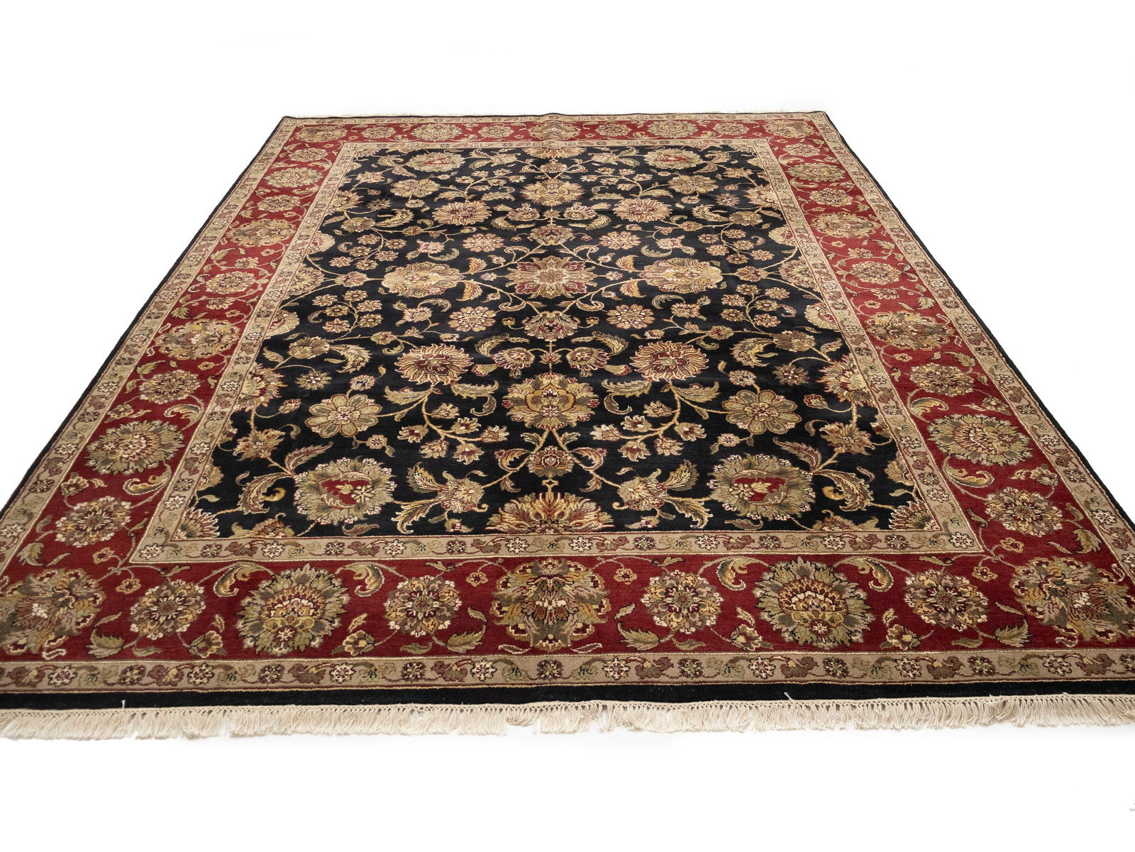 Black Floral Classic 9X12 Agra Jaipur Oriental Rug - 2
