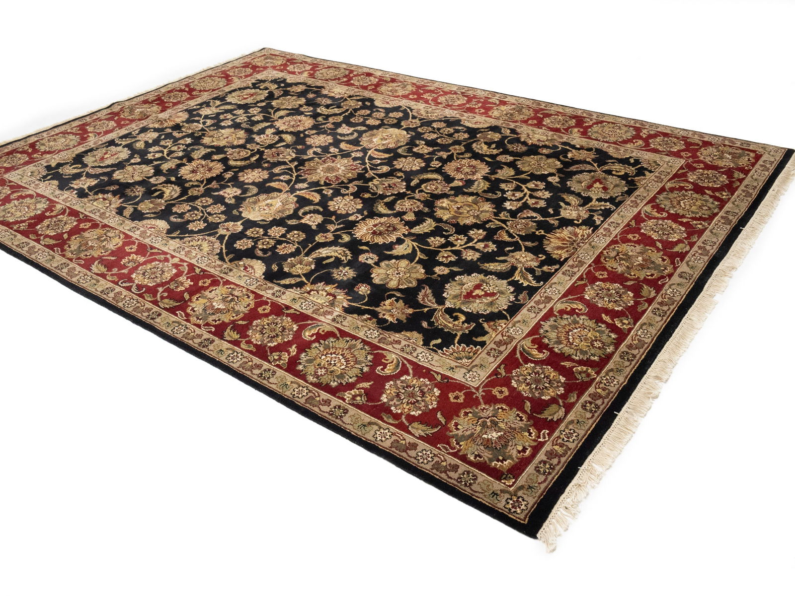 Black Floral Classic 9X12 Agra Jaipur Oriental Rug - 3
