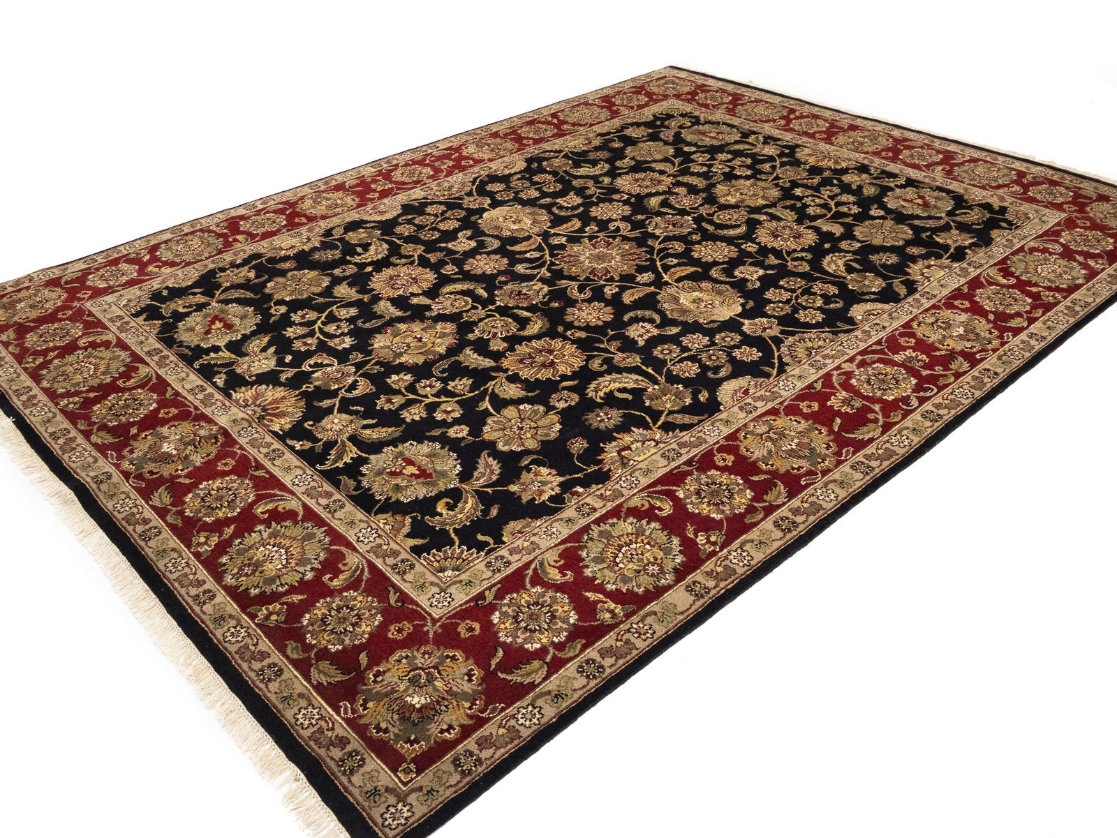 Black Floral Classic 9X12 Agra Jaipur Oriental Rug - 4