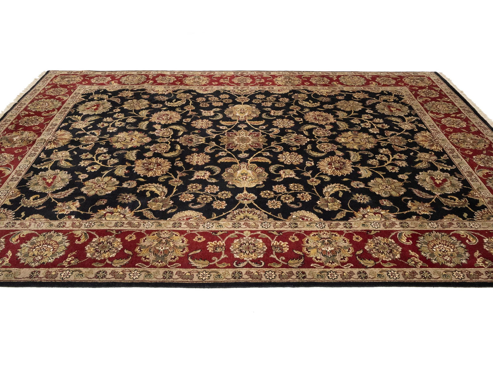 Black Floral Classic 9X12 Agra Jaipur Oriental Rug - 5