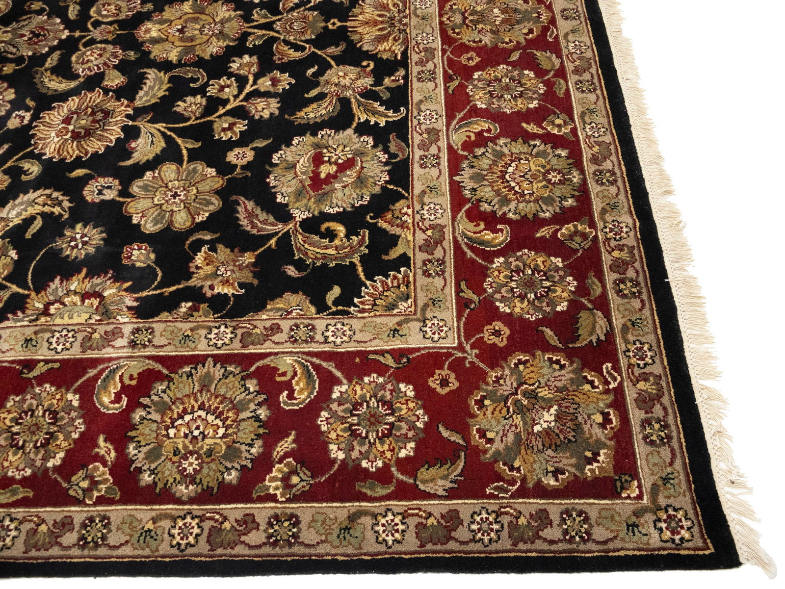 Black Floral Classic 9X12 Agra Jaipur Oriental Rug - 7