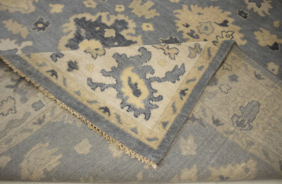 Gray Floral 9X12 Oushak Chobi Oriental Rug - 12