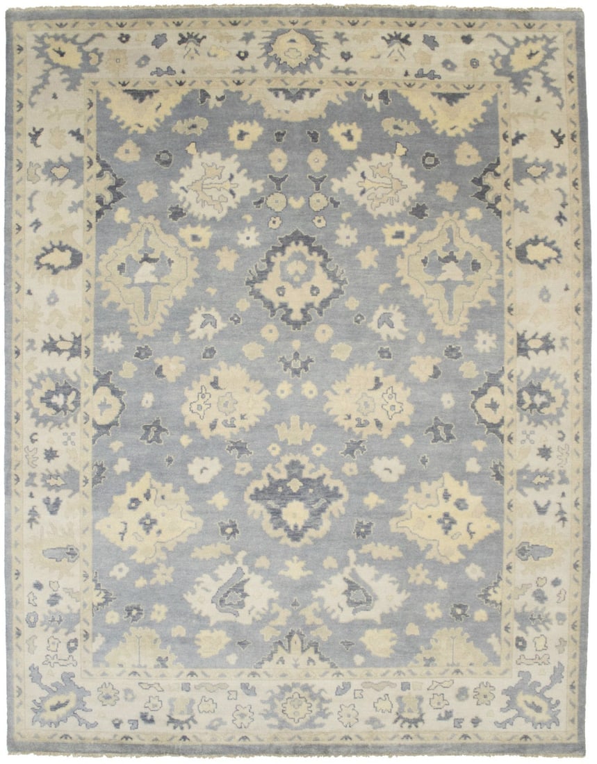 Gray Floral 9X12 Oushak Chobi Oriental Rug: Title: Gray Floral 9X12 Oushak Chobi Oriental Rug Description:Hand Knotted 9X12 gray oriental rug made with vegetable dyes (fine wool pile and cotton foundation), superior knot count, and alluring anc