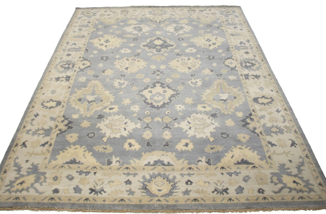 Gray Floral 9X12 Oushak Chobi Oriental Rug - 2