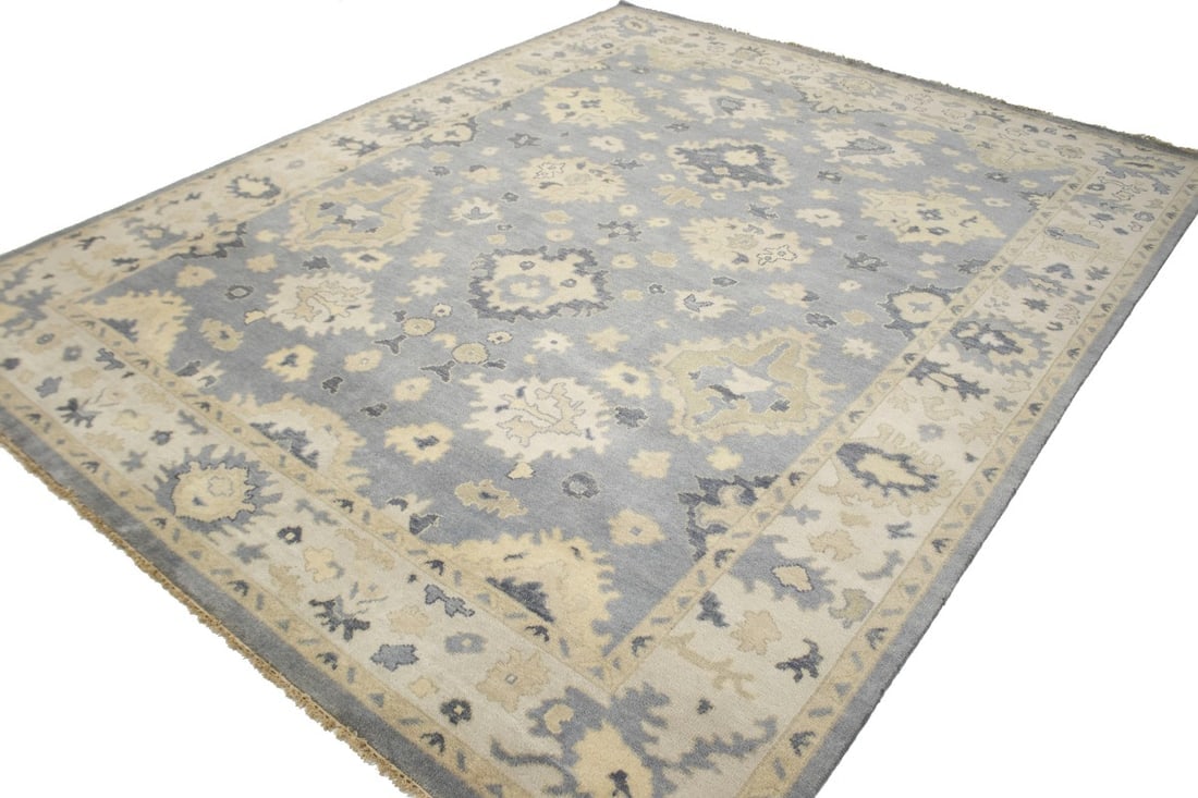 Gray Floral 9X12 Oushak Chobi Oriental Rug - 3