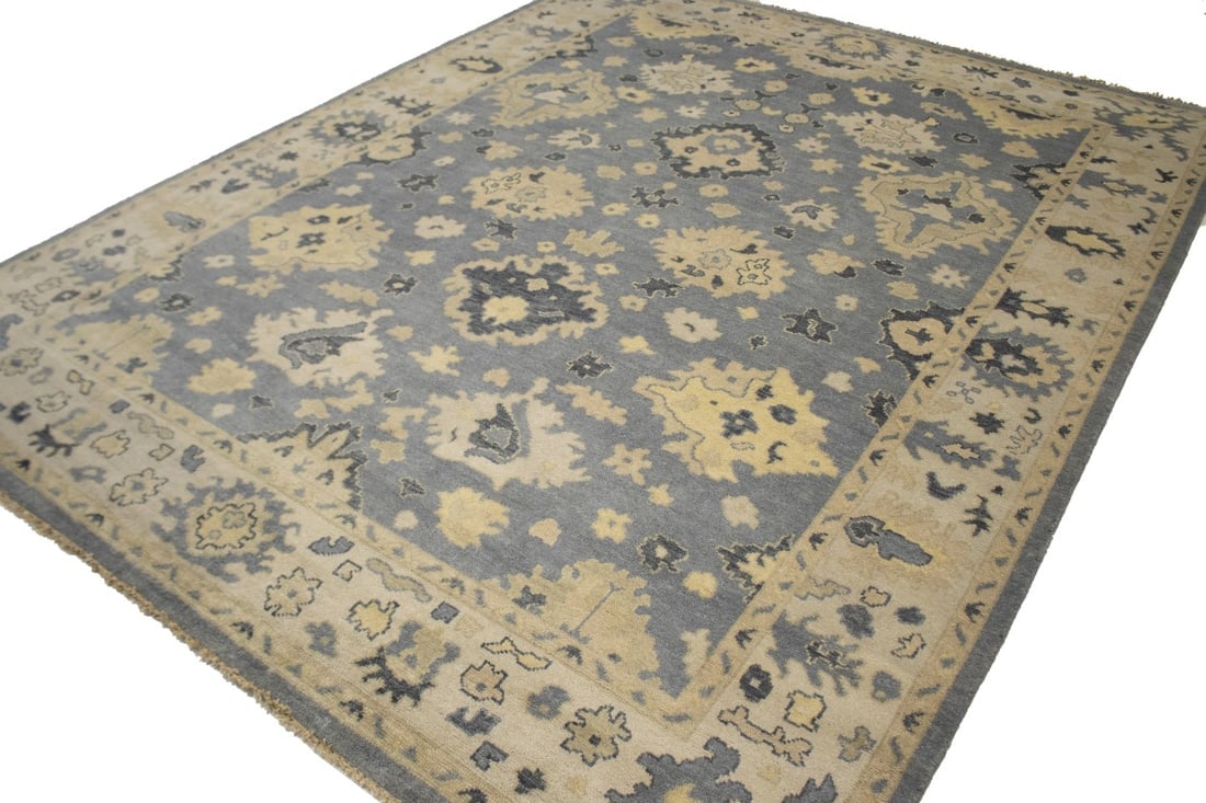 Gray Floral 9X12 Oushak Chobi Oriental Rug - 4