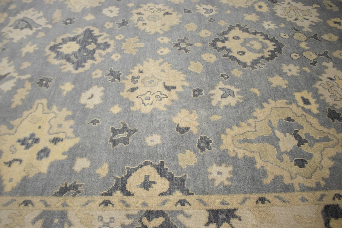 Gray Floral 9X12 Oushak Chobi Oriental Rug - 6