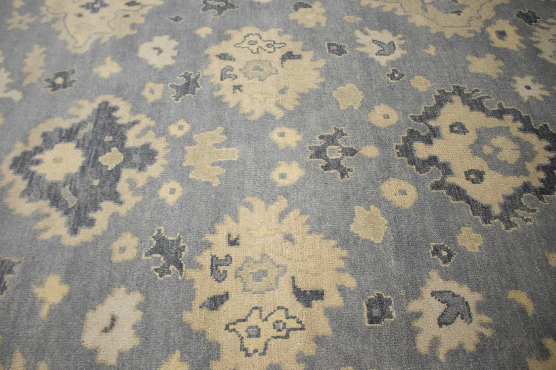 Gray Floral 9X12 Oushak Chobi Oriental Rug - 7