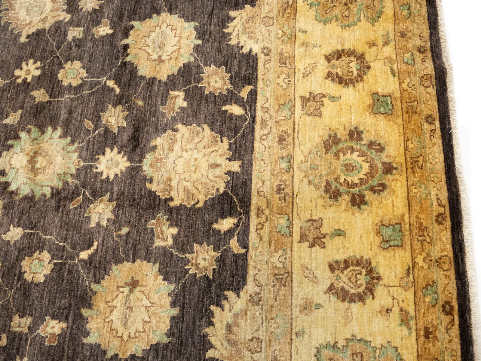 Dark Brown Floral Peshawar 9X11 Pakistan Oriental Rug - 10