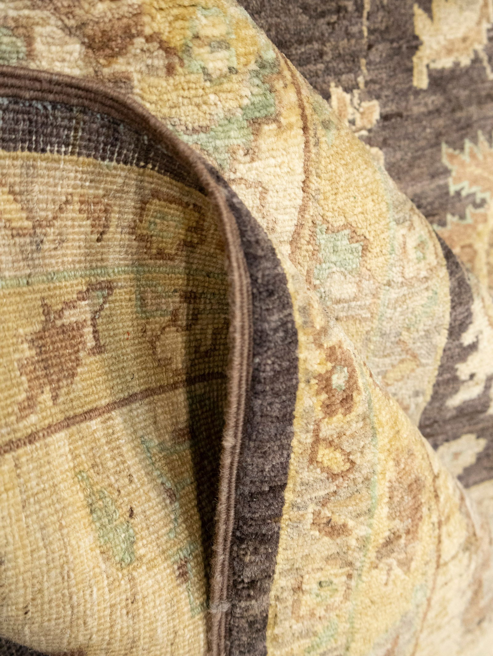 Dark Brown Floral Peshawar 9X11 Pakistan Oriental Rug - 16