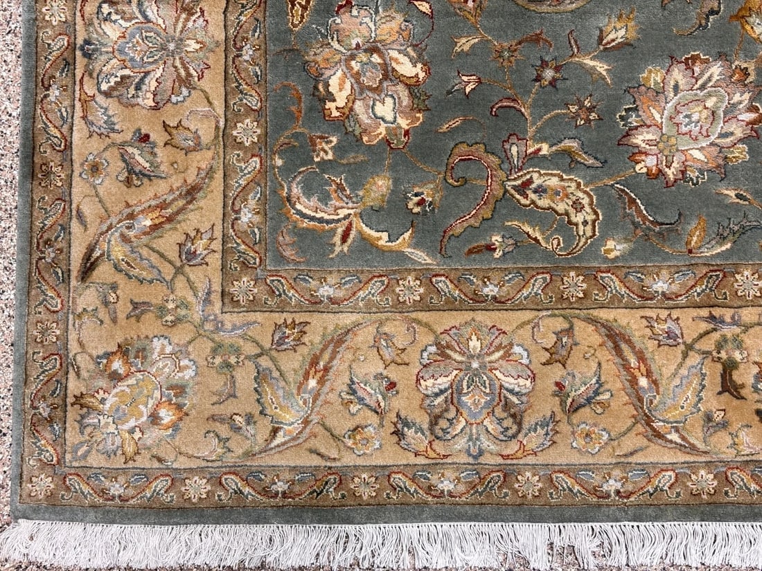 Hand Knotted Indo-Tabriz Gray Wool New Oriental Rug Carpet 6'1" x 8'11" - 10