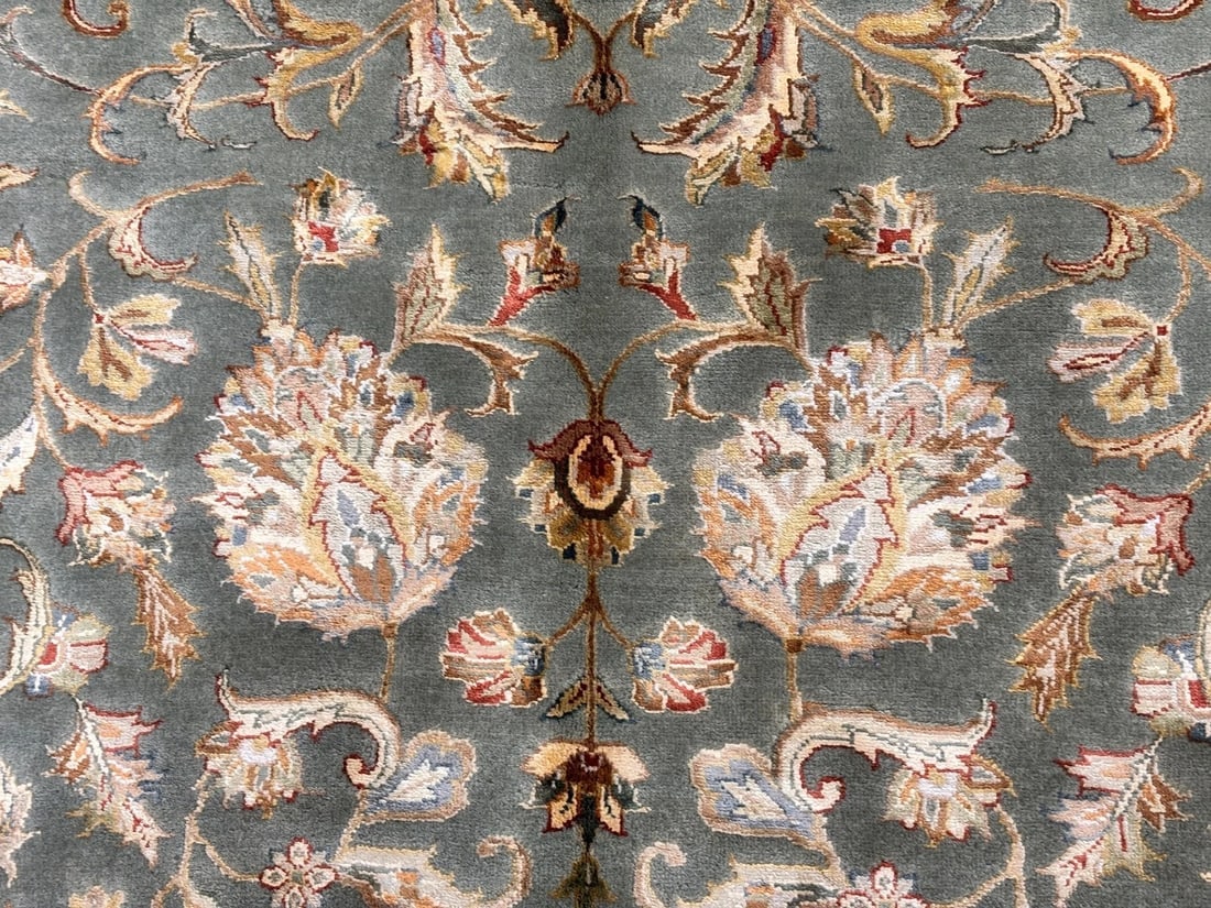 Hand Knotted Indo-Tabriz Gray Wool New Oriental Rug Carpet 6'1" x 8'11" - 7