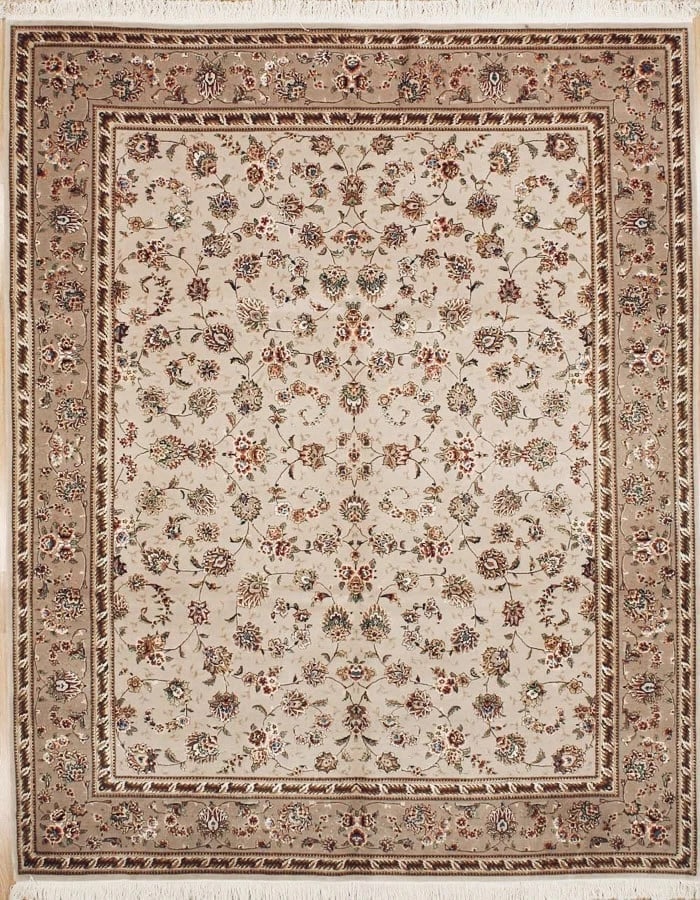 Hand-Knotted Sino-Kashan Beige Mauve All-Over Floral Oriental Rug Carpet 8' x 10'