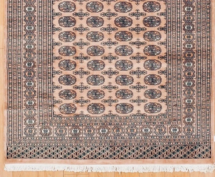 Hand-Knotted Bokhara Wool Beige Geometric Oriental Area Rug 5'2" x 7'10" - 3
